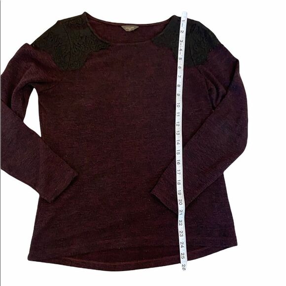 DENVER HAYES Deep Purple Knit Lace Top Sweater M - Picture 8 of 9
